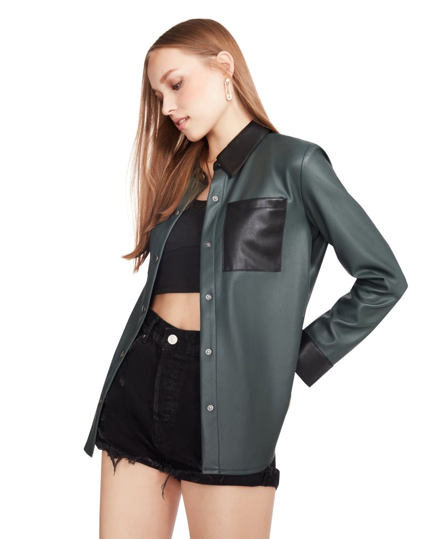 Chaquetas Camiseras Steve Madden Sam Mujer Verde Oscuro | ES TYE89S